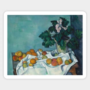 Still Life with Apples and a Pot of Primroses by Paul Cezanne Magnet